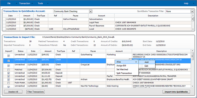 Add Alias Menu Option