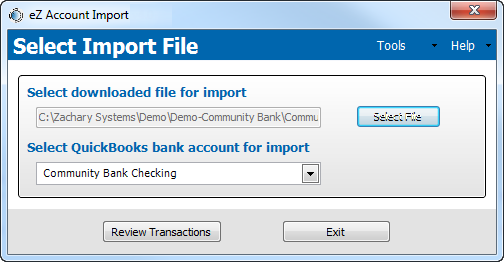 Select Import File Window