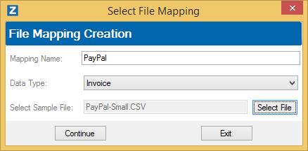 File Mapping Wizard Window