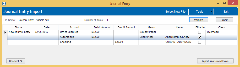 Timesheet Import Window