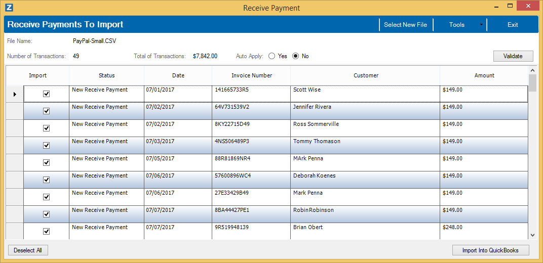 Timesheet Import Window