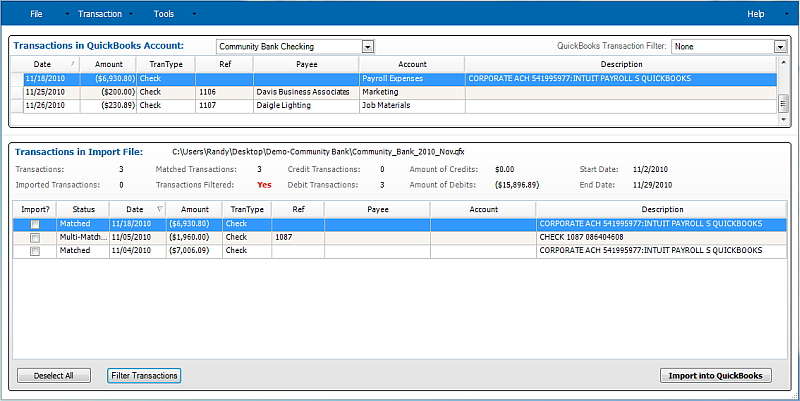 Transactions Filtered