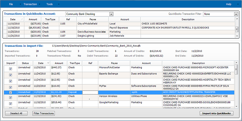 Split Transactions