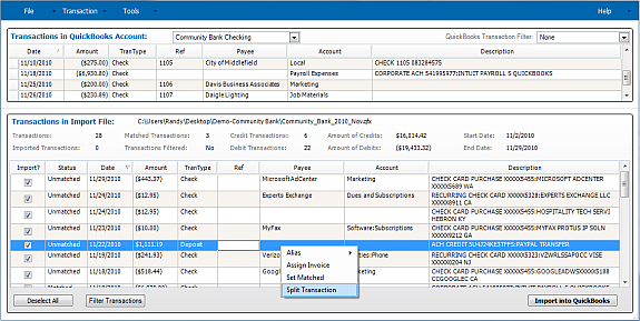 Select Transactions