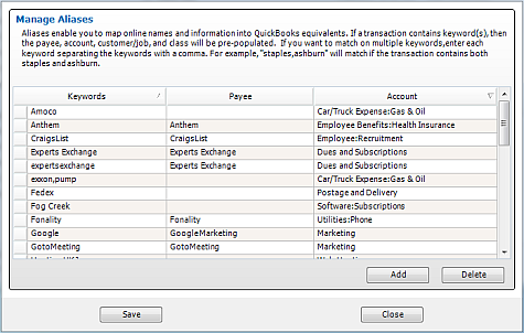 Manage Aliases Windows